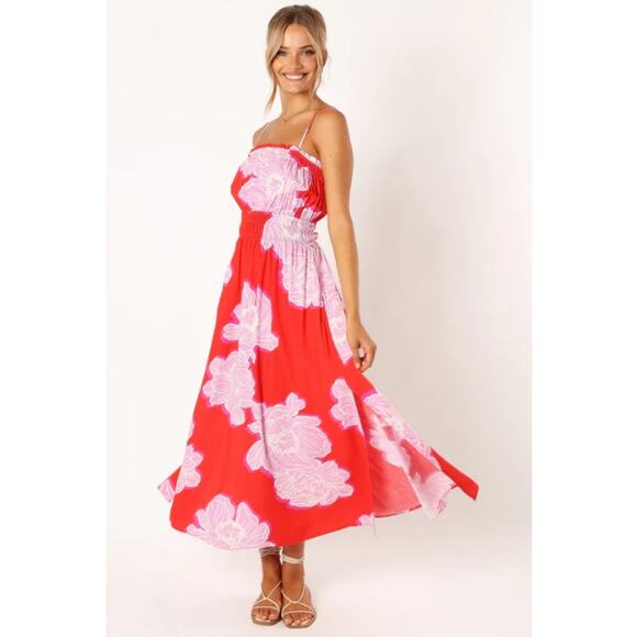 Petal & Pup Sybel Midi Dress Size Medium in Red Pink Floral - Picture 2 of 16